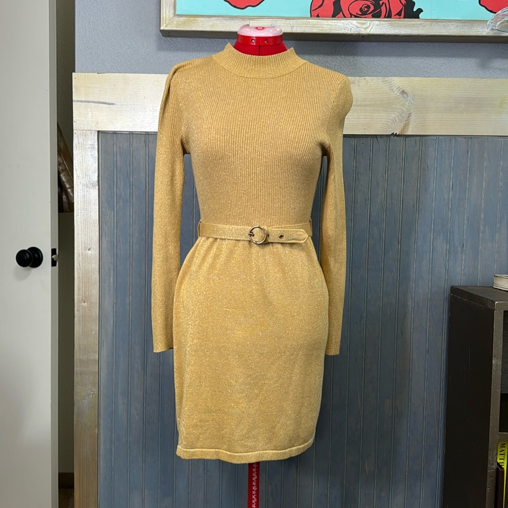 Free People Gold Knit Dress - Small